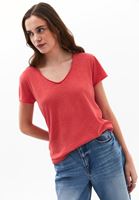 Bayan Pembe Pamuklu V Yaka Tişört