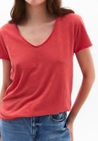 Bayan Pembe Pamuklu V Yaka Tişört