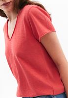Bayan Pembe Pamuklu V Yaka Tişört
