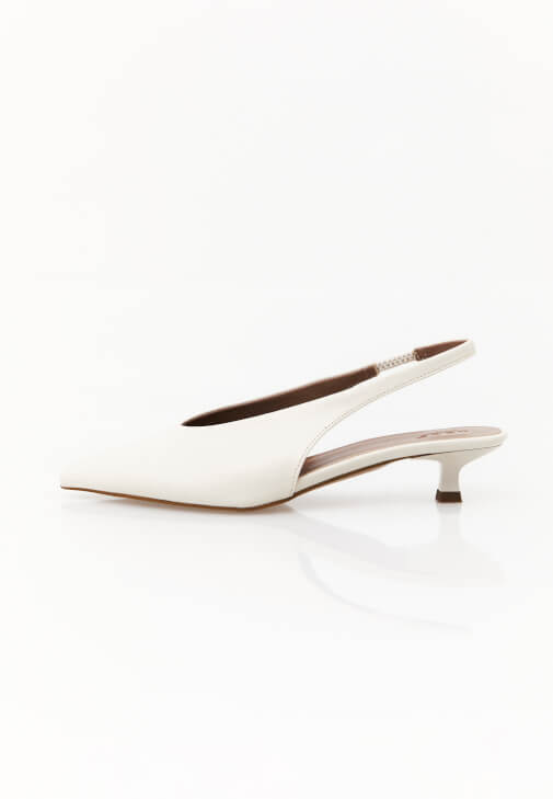 Krem Kısa Topuklu Ayakkabı