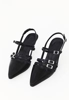 Bayan Siyah Tokalı Topuklu Ayakkabı