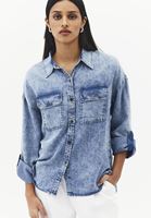 Bayan Mavi Cep Detaylı Denim Gömlek ( TENCEL™ )