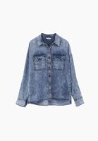 Bayan Mavi Cep Detaylı Denim Gömlek ( TENCEL™ )