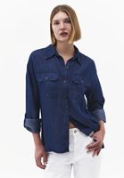 Bayan Mavi Cep Detaylı Denim Gömlek ( TENCEL™ )