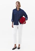 Bayan Mavi Cep Detaylı Denim Gömlek ( TENCEL™ )