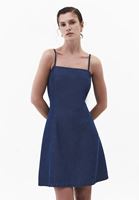 Bayan Mavi Fermuarlı Denim Mini Elbise ( TENCEL™ )