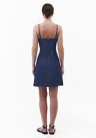 Bayan Mavi Fermuarlı Denim Mini Elbise ( TENCEL™ )