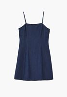 Bayan Mavi Fermuarlı Mini Denim Elbise ( TENCEL™ )