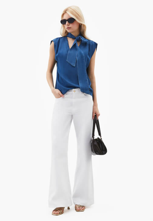 Tencel Bluz ve Kick Flare Pantolon Kombini