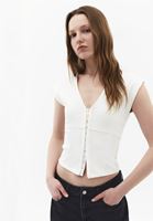 Bayan Bej V Yaka Tişört