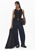 Bayan Siyah Çıtçıt Detaylı Atlet