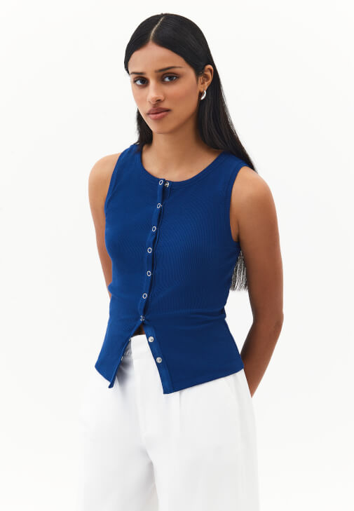 Lacivert Çıtçıt Detaylı Atlet