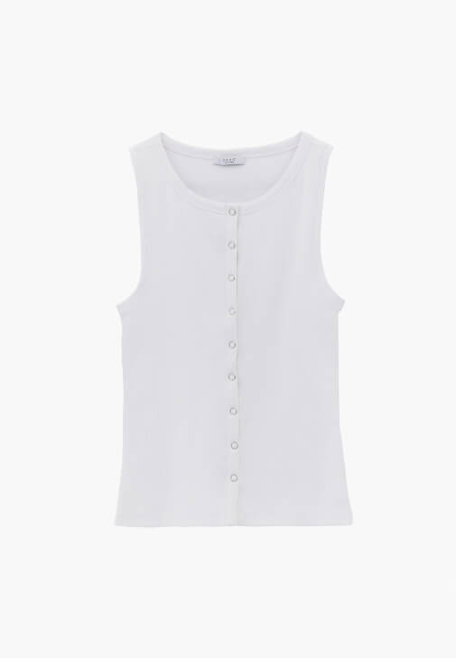 Çıtçıtlı Atlet ve Orta Bel Pantolon Kombini