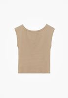 Bayan Bej Bot Yaka Tişört