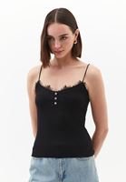 Bayan Siyah Dantel Detaylı Atlet