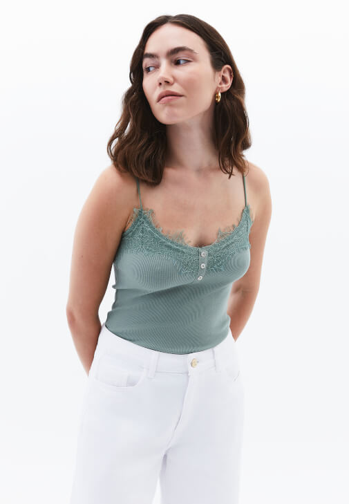 Yeşil Dantel Detaylı Atlet
