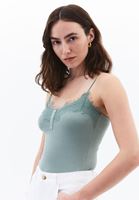 Bayan Yeşil Dantel Detaylı Atlet