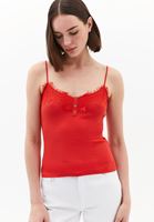 Bayan Kırmızı Dantel Detaylı Atlet