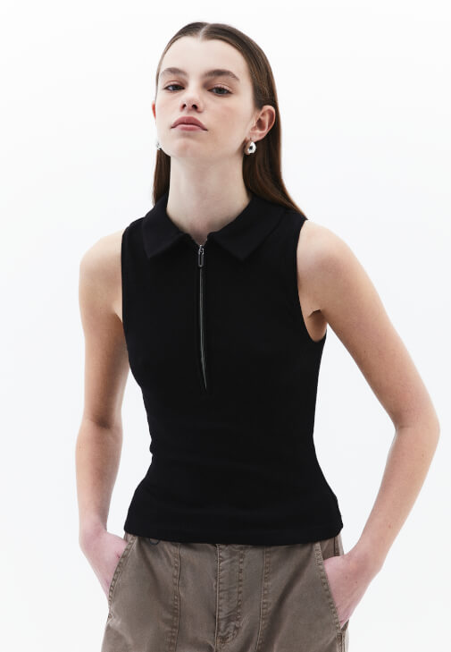 Fermuarlı Atlet ve Kargo Pantolon Kombini