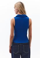 Bayan Mavi Polo Yaka Fermuarlı Atlet