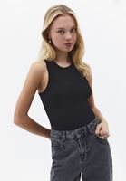 Bayan Siyah Pamuklu Halter Yaka Atlet