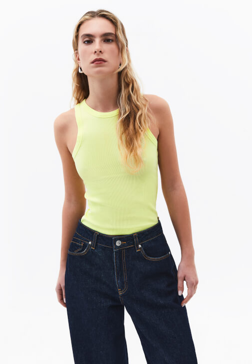 Yeşil Pamuklu Halter Yaka Atlet
