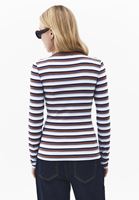 Bayan Çok Renkli Çizgili Sıfır Yaka Tişört