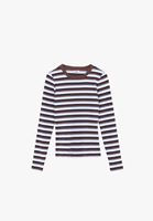 Bayan Çok Renkli Çizgili Sıfır Yaka Tişört