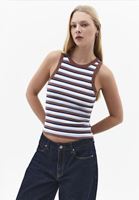 Bayan Çok Renkli Halter Yaka Çizgili Atlet