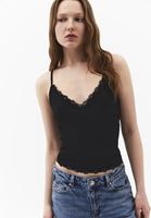 Bayan Siyah Dantel Detaylı Atlet