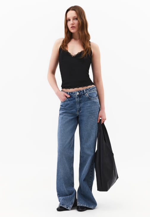 Dantelli Atlet ve Straight-Fit Denim Kombini