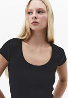 Bayan Siyah Pamuklu U Yaka Tişört