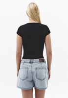 Bayan Siyah Pamuklu U Yaka Tişört