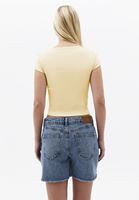 Bayan Sarı Pamuklu U Yaka Tişört