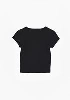 Bayan Siyah Pamuklu U Yaka Tişört