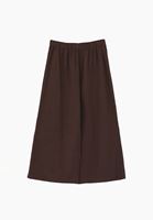 Bayan Kahverengi Keten Karışımlı Wide-Leg Pantolon