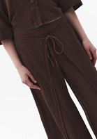 Bayan Kahverengi Keten Karışımlı Wide-Leg Pantolon