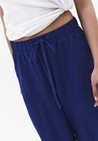 Bayan Mavi Keten Karışımlı Barrel-Fit Pantolon