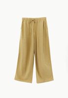 Bayan Yeşil Keten Karışımlı Barrel-Fit Pantolon