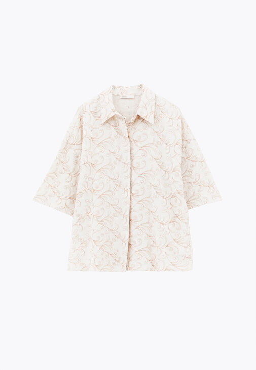 Keten Nakışlı Gömlek ve Keten Pantolon Kombini