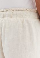 Bayan Bej Keten Karışımlı Wide-Leg Pantolon