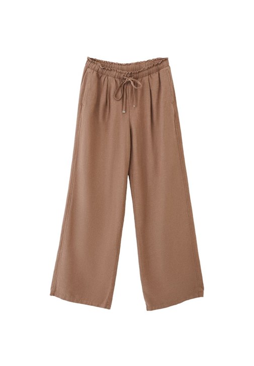 Keten Karışımlı Pantolon ve Bağlamalı Gömlek Kombini