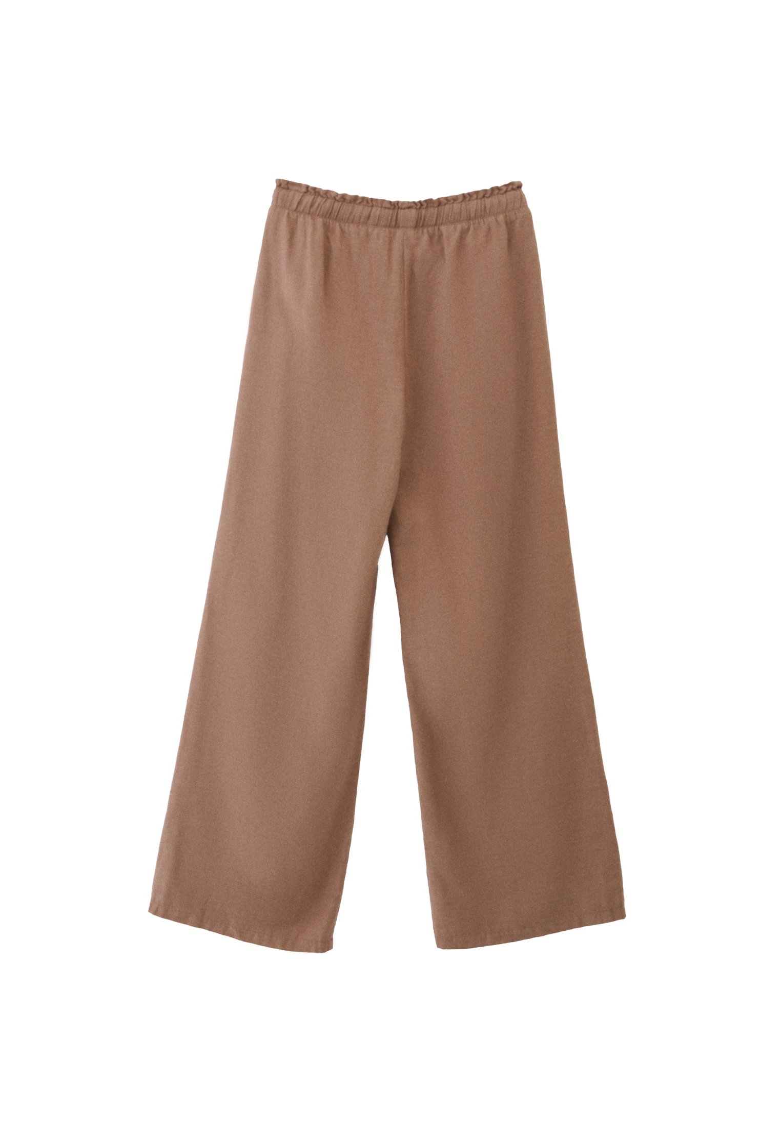 Kahverengi Keten Karışımlı Wide-Leg Pantolon