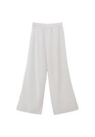 Bayan Beyaz Keten Karışımlı Wide-Leg Pantolon