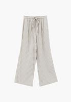 Bayan Kahverengi Keten Karışımlı Wide-Leg Pantolon