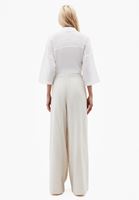 Bayan Çok Renkli Keten Karışımlı Çizgili Pantolon