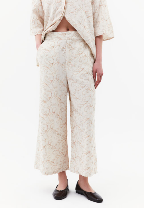 Keten Culotte Pantolon ve Keten Gömlek Kombini