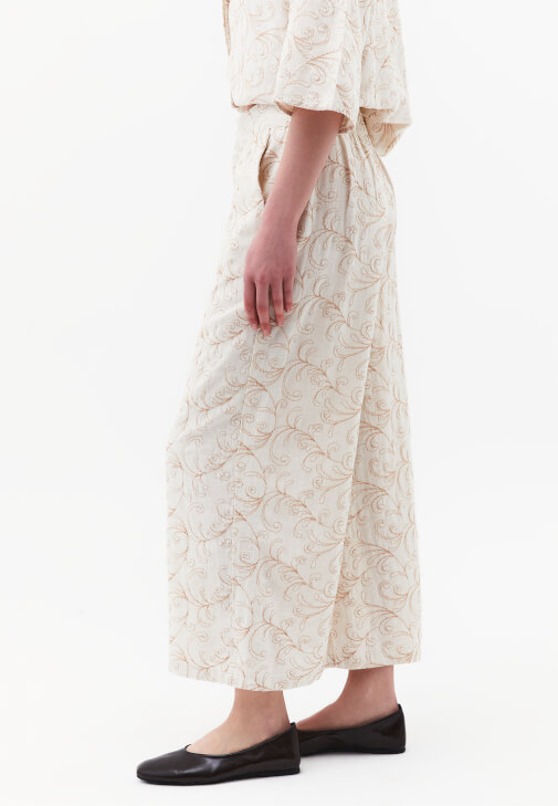 Keten Culotte Pantolon ve Keten Gömlek Kombini