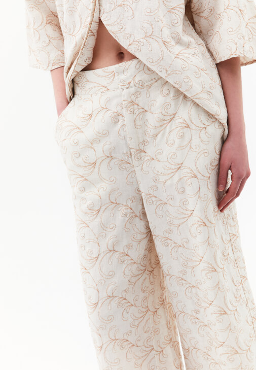 Keten Culotte Pantolon ve Keten Gömlek Kombini