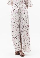 Bayan Çok Renkli Keten Karışımlı Wide-Leg Pantolon